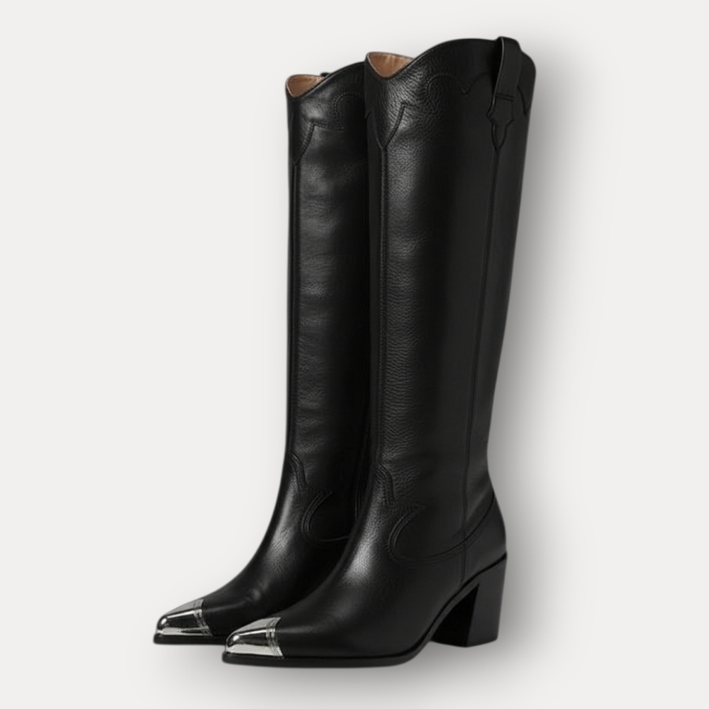 Dolce Vita "Kamryn" Leather Cowboy Boots - Black (6)